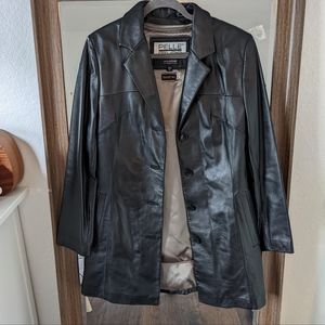 90's Black Leather Coat